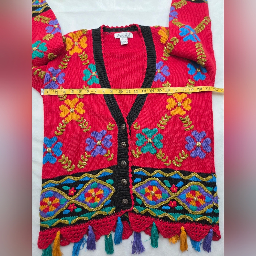 Vintage 90s Debra‎ Luell Boho Floral Cardigan S - Picture 7 of 9